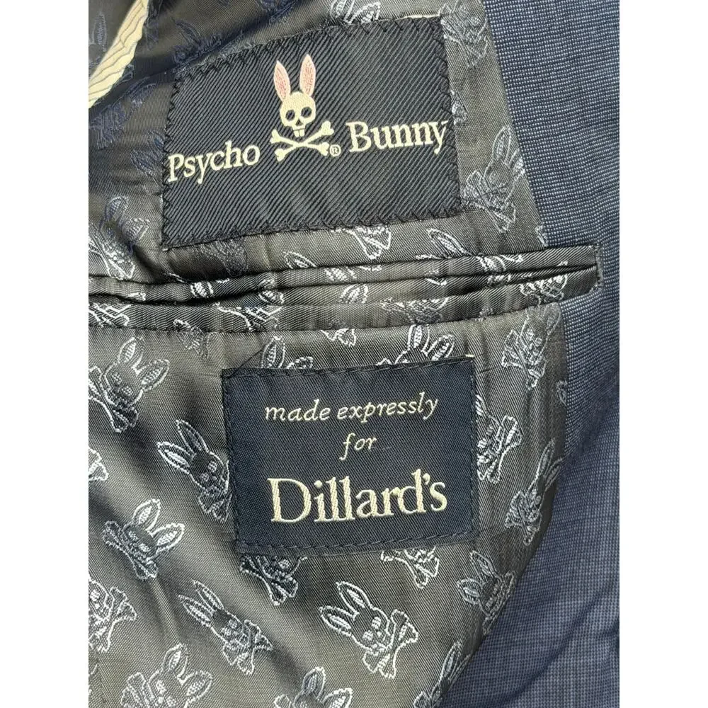 Psycho Bunny Suit Mens 30 Blue Slim Fit Jacket/Pants Dillard’s Skull Lining